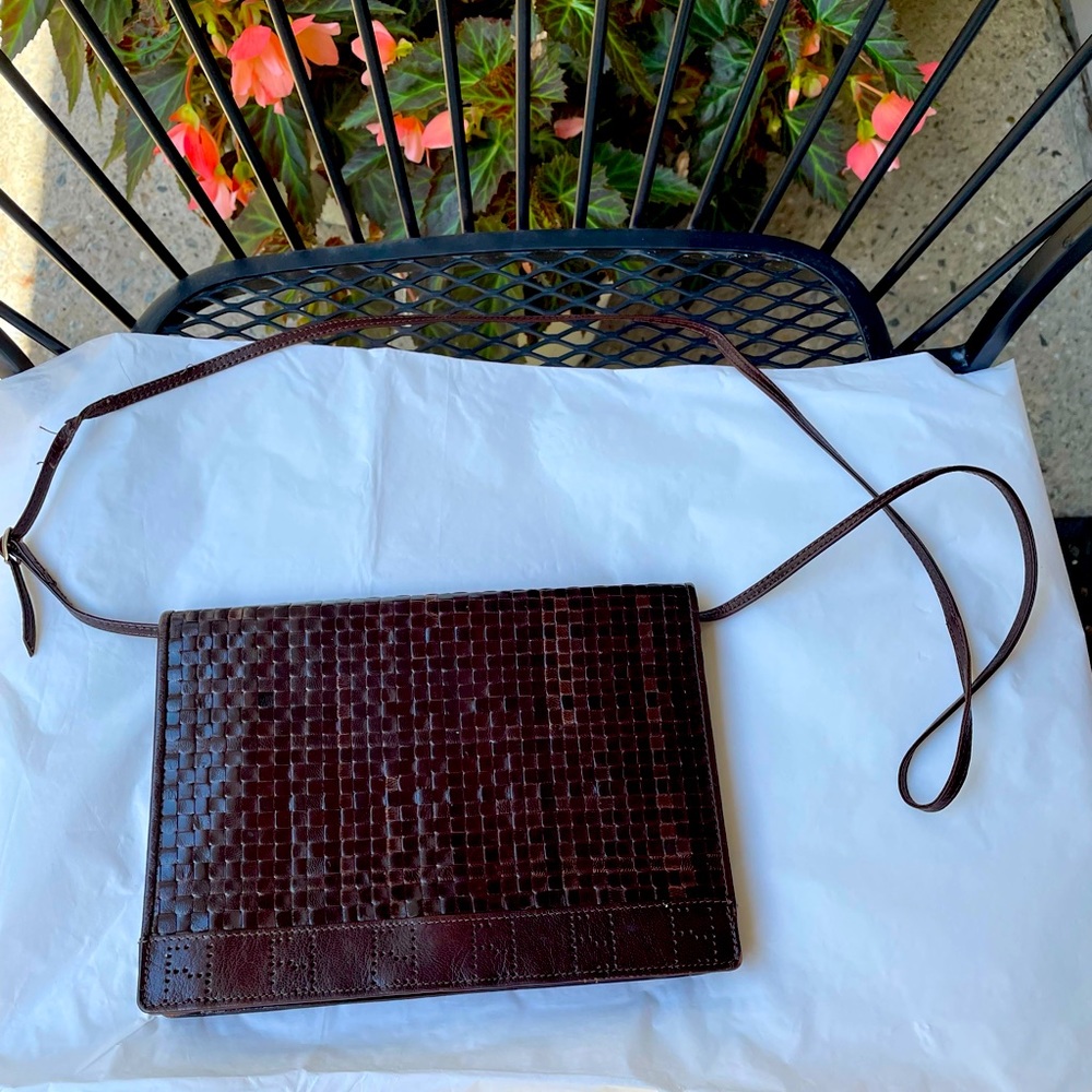 Fendi Brown Woven Leather Crossbody Bag